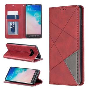 Rhombus Texture Horizontal Flip Magnetic Leather Case with Holder & Card Slots & Wallet For Galaxy S10(Red)
