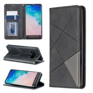 Rhombus Texture Horizontal Flip Magnetic Leather Case with Holder & Card Slots & Wallet For Galaxy S10(Black)