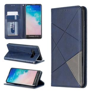 Rhombus Texture Horizontal Flip Magnetic Leather Case with Holder & Card Slots & Wallet For Galaxy S10(Blue)