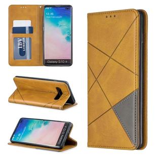 Rhombus Texture Horizontal Flip Magnetic Leather Case with Holder & Card Slots & Wallet For Galaxy S10+(Yellow)