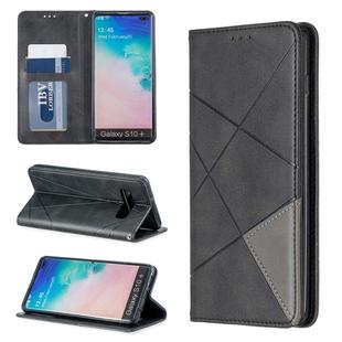 Rhombus Texture Horizontal Flip Magnetic Leather Case with Holder & Card Slots & Wallet For Galaxy S10+(Black)
