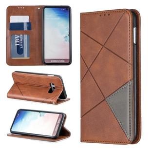 Rhombus Texture Horizontal Flip Magnetic Leather Case with Holder & Card Slots & Wallet For Galaxy S10e(Brown)