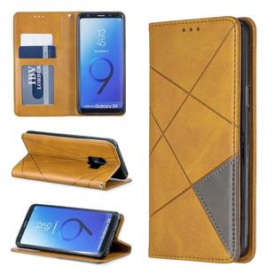 Rhombus Texture Horizontal Flip Magnetic Leather Case with Holder & Card Slots & Wallet For Galaxy S9(Yellow)