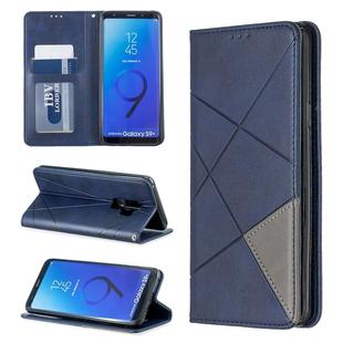 Rhombus Texture Horizontal Flip Magnetic Leather Case with Holder & Card Slots & Wallet For Galaxy S9+(Blue)