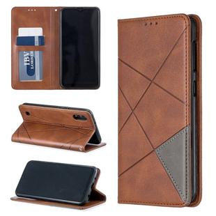 Rhombus Texture Horizontal Flip Magnetic Leather Case with Holder & Card Slots & Wallet For Galaxy A10 / M10(Brown)