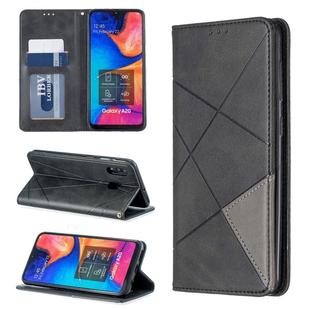 Rhombus Texture Horizontal Flip Magnetic Leather Case with Holder & Card Slots & Wallet For Galaxy A20 / A30(Black)