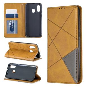 Rhombus Texture Horizontal Flip Magnetic Leather Case with Holder & Card Slots & Wallet For Galaxy A40(Yellow)