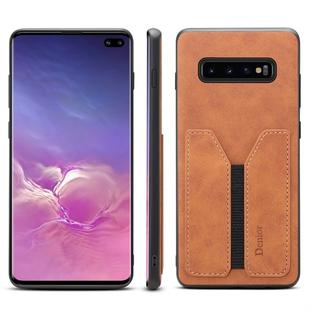 PU + TPU Protective Case with Card Slots for Galaxy S10(Brown)