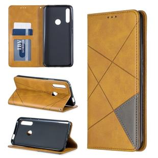 Rhombus Texture Horizontal Flip Magnetic Leather Case with Holder & Card Slots For Huawei P Smart Z / Y9 Prime (2019)(Yellow)