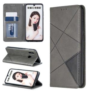 Rhombus Texture Horizontal Flip Magnetic Leather Case with Holder & Card Slots For Huawei P Smart 2019 / Honor 10 Lite(Grey)