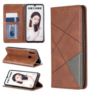 Rhombus Texture Horizontal Flip Magnetic Leather Case with Holder & Card Slots For Huawei P Smart 2019 / Honor 10 Lite(Brown)
