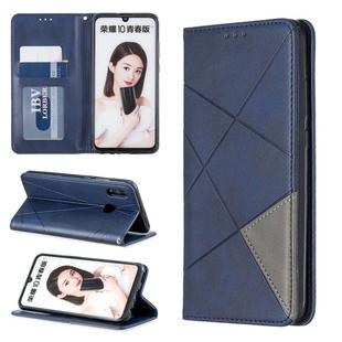 Rhombus Texture Horizontal Flip Magnetic Leather Case with Holder & Card Slots For Huawei P Smart 2019 / Honor 10 Lite(Blue)
