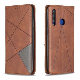 Rhombus Texture Horizontal Flip Magnetic Leather Case with Holder & Card Slots For Huawei P Smart+ 2019 / Honor 10i (Honor 20 lite)(Brown)