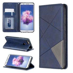Rhombus Texture Horizontal Flip Magnetic Leather Case with Holder & Card Slots For Huawei P Smart (Enjoy 7S)(Blue)