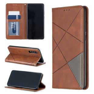 Rhombus Texture Horizontal Flip Magnetic Leather Case with Holder & Card Slots For Huawei P30(Brown)
