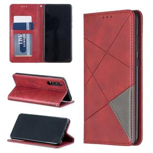 Rhombus Texture Horizontal Flip Magnetic Leather Case with Holder & Card Slots For Huawei P30(Red)
