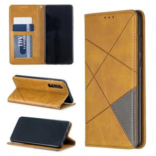 Rhombus Texture Horizontal Flip Magnetic Leather Case with Holder & Card Slots For Huawei P30(Yellow)