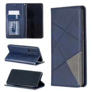 Rhombus Texture Horizontal Flip Magnetic Leather Case with Holder & Card Slots For Huawei P30(Blue)
