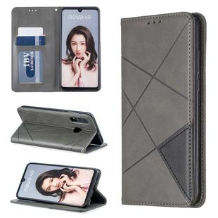 Rhombus Texture Horizontal Flip Magnetic Leather Case with Holder & Card Slots For Huawei P30 lite / nova 4e(Grey)