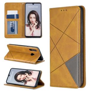 Rhombus Texture Horizontal Flip Magnetic Leather Case with Holder & Card Slots For Huawei P30 lite / nova 4e(Yellow)