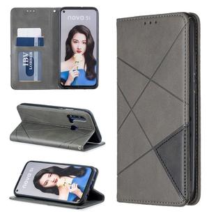 Rhombus Texture Horizontal Flip Magnetic Leather Case with Holder & Card Slots For Huawei P20 lite (2019) / nova 5i(Grey)