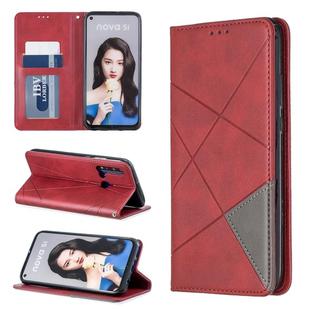 Rhombus Texture Horizontal Flip Magnetic Leather Case with Holder & Card Slots For Huawei P20 lite (2019) / nova 5i(Red)