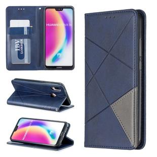 Rhombus Texture Horizontal Flip Magnetic Leather Case with Holder & Card Slots For Huawei P20 lite / nova 3e(Blue)