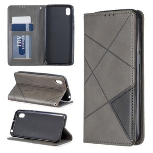 Rhombus Texture Horizontal Flip Magnetic Leather Case with Holder & Card Slots For Huawei Y5 (2019) / Honor 8S(Grey)