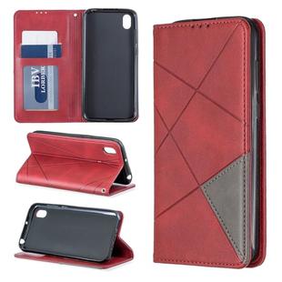 Rhombus Texture Horizontal Flip Magnetic Leather Case with Holder & Card Slots For Huawei Y5 (2019) / Honor 8S(Red)