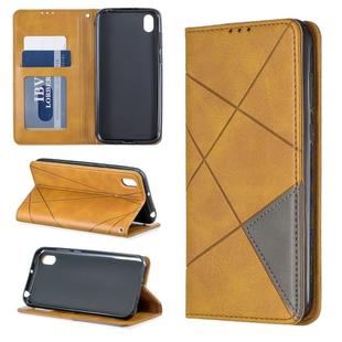 Rhombus Texture Horizontal Flip Magnetic Leather Case with Holder & Card Slots For Huawei Y5 (2019) / Honor 8S(Yellow)
