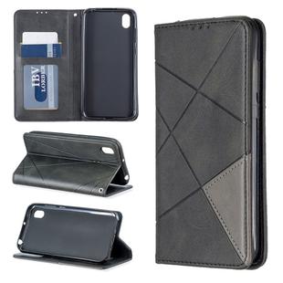 Rhombus Texture Horizontal Flip Magnetic Leather Case with Holder & Card Slots For Huawei Y5 (2019) / Honor 8S(Black)