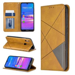 Rhombus Texture Horizontal Flip Magnetic Leather Case with Holder & Card Slots For Huawei Y6 (2019) / Honor Play 8A(Yellow)