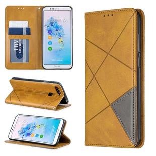 Rhombus Texture Horizontal Flip Magnetic Leather Case with Holder & Card Slots For Huawei Honor 7A / Y6 (2018)(Yellow)