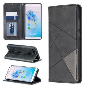 Rhombus Texture Horizontal Flip Magnetic Leather Case with Holder & Card Slots For Huawei Honor 7A / Y6 (2018)(Black)