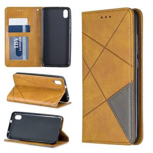 Rhombus Texture Horizontal Flip Magnetic Leather Case with Holder & Card Slots For Xiaomi Redmi 7A(Yellow)