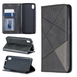 Rhombus Texture Horizontal Flip Magnetic Leather Case with Holder & Card Slots For Xiaomi Redmi 7A(Black)