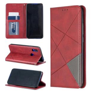 Rhombus Texture Horizontal Flip Magnetic Leather Case with Holder & Card Slots For Xiaomi Redmi 7(Red)