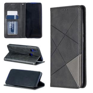 Rhombus Texture Horizontal Flip Magnetic Leather Case with Holder & Card Slots For Xiaomi Redmi 7(Black)