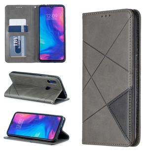 Rhombus Texture Horizontal Flip Magnetic Leather Case with Holder & Card Slots For Xiaomi Redmi Note 7(Grey)