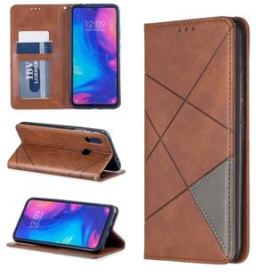 Rhombus Texture Horizontal Flip Magnetic Leather Case with Holder & Card Slots For Xiaomi Redmi Note 7(Brown)
