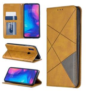 Rhombus Texture Horizontal Flip Magnetic Leather Case with Holder & Card Slots For Xiaomi Redmi Note 7(Yellow)