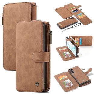 CaseMe-007 Detachable Multifunctional Horizontal Flip Leather Case with Card Slot & Holder & Zipper Wallet & Photo Frame for Galaxy Note 10(Brown)