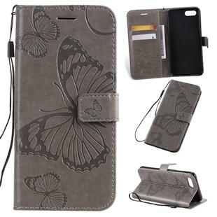 Pressed Printing Butterfly Pattern Horizontal Flip PU Leather Case with Holder & Card Slots & Wallet & Lanyard For OPPO A1K / C2(Grey)