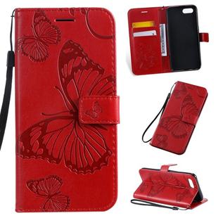 Pressed Printing Butterfly Pattern Horizontal Flip PU Leather Case with Holder & Card Slots & Wallet & Lanyard For OPPO A1K / C2(Red)