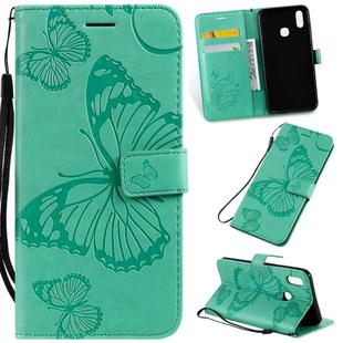 Pressed Printing Butterfly Pattern Horizontal Flip PU Leather Case with Holder & Card Slots & Wallet & Lanyard For Vivo Y93 / Y91 / Y95(Green)