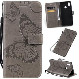 Pressed Printing Butterfly Pattern Horizontal Flip PU Leather Case with Holder & Card Slots & Wallet & Lanyard For Vivo Y93 / Y91 / Y95(Grey)