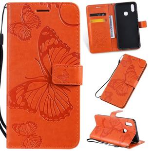 Pressed Printing Butterfly Pattern Horizontal Flip PU Leather Case with Holder & Card Slots & Wallet & Lanyard For Vivo Y93 / Y91 / Y95(Orange)