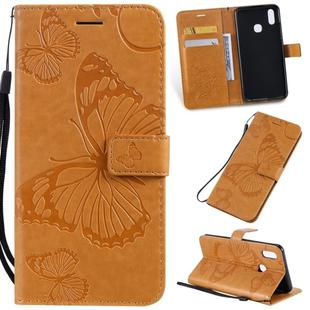 Pressed Printing Butterfly Pattern Horizontal Flip PU Leather Case with Holder & Card Slots & Wallet & Lanyard For Vivo Y93 / Y91 / Y95(Yellow)