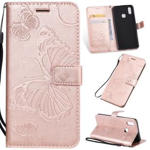 Pressed Printing Butterfly Pattern Horizontal Flip PU Leather Case with Holder & Card Slots & Wallet & Lanyard For Vivo Y93 / Y91 / Y95(Rose Gold)