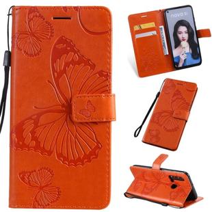 Pressed Printing Butterfly Pattern Horizontal Flip PU Leather Case with Holder & Card Slots & Wallet & Lanyard For Huawei P20 Lite 2019 / Nova 5i(Orange)